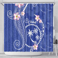 FSM Chuuk Constitution Day Shower Curtain Frangipani Flowers Polynesian Curves Style LT14 - Polynesian Pride
