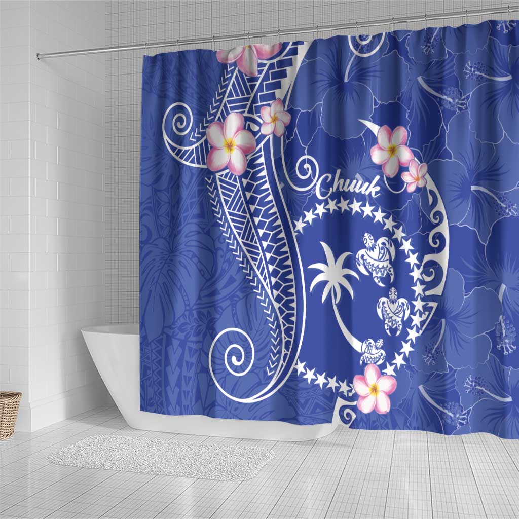 FSM Chuuk Constitution Day Shower Curtain Frangipani Flowers Polynesian Curves Style LT14 - Polynesian Pride
