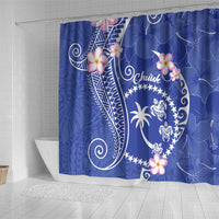 FSM Chuuk Constitution Day Shower Curtain Frangipani Flowers Polynesian Curves Style LT14 - Polynesian Pride