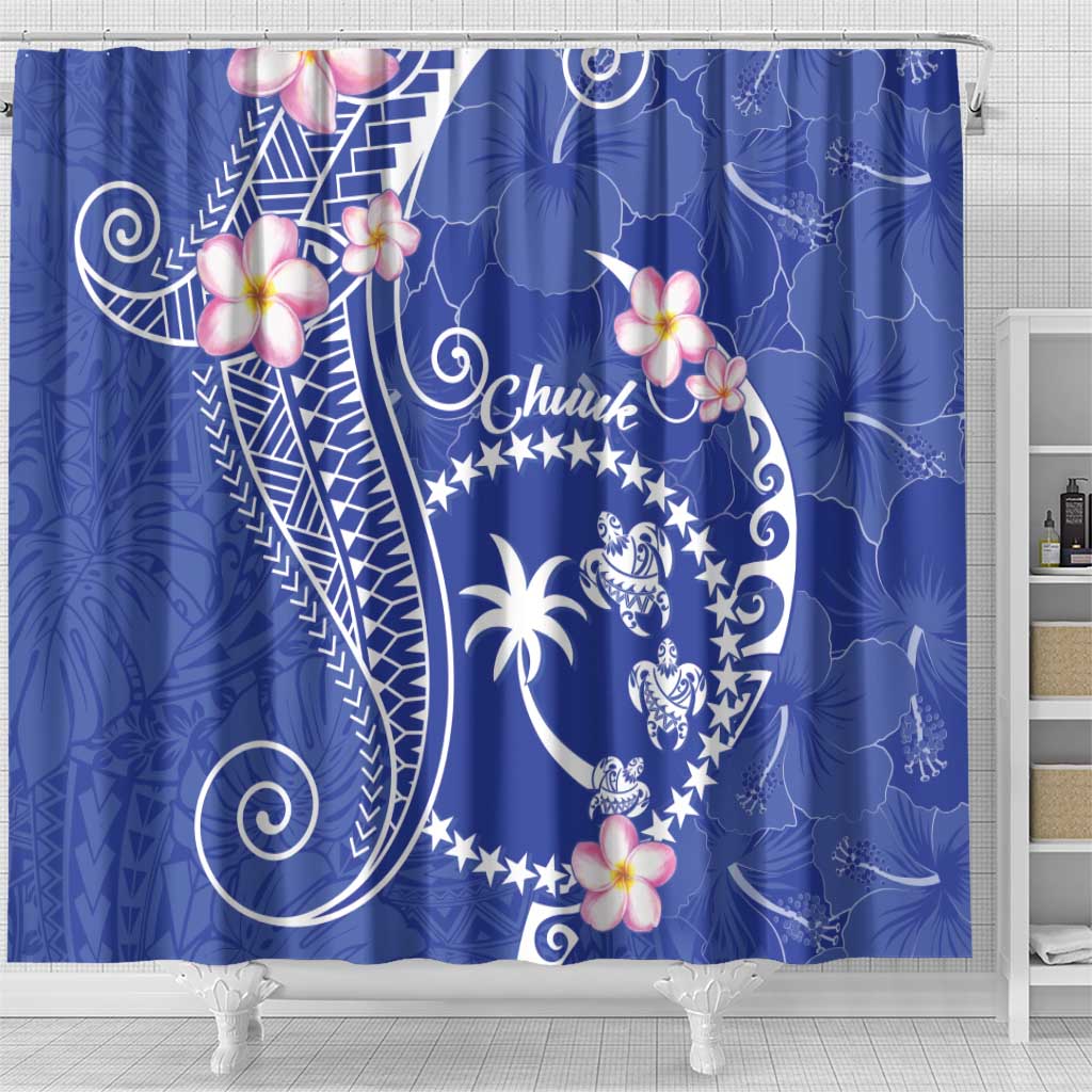 FSM Chuuk Constitution Day Shower Curtain Frangipani Flowers Polynesian Curves Style LT14 - Polynesian Pride