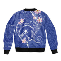 FSM Chuuk Constitution Day Sleeve Zip Bomber Jacket Frangipani Flowers Polynesian Curves Style LT14 - Polynesian Pride