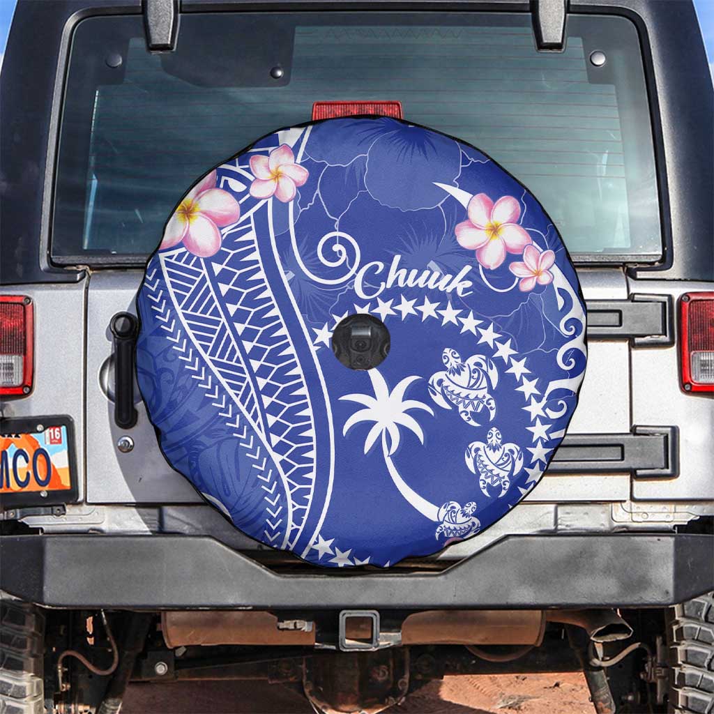 FSM Chuuk Constitution Day Spare Tire Cover Frangipani Flowers Polynesian Curves Style