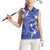 FSM Chuuk Constitution Day Women Sleeveless Polo Shirt Frangipani Flowers Polynesian Curves Style