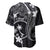 FSM Chuuk Baseball Jersey Turtle Tropical Flowers Polynesian - Black