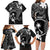 FSM Chuuk Family Matching Long Sleeve Bodycon Dress and Hawaiian Shirt Turtle Tropical Flowers Polynesian - Black