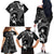 FSM Chuuk Family Matching Off The Shoulder Long Sleeve Dress and Hawaiian Shirt Turtle Tropical Flowers Polynesian - Black