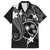 FSM Chuuk Family Matching Off The Shoulder Long Sleeve Dress and Hawaiian Shirt Turtle Tropical Flowers Polynesian - Black