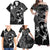 FSM Chuuk Family Matching Off Shoulder Maxi Dress and Hawaiian Shirt Turtle Tropical Flowers Polynesian - Black