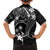 FSM Chuuk Family Matching Off Shoulder Short Dress and Hawaiian Shirt Turtle Tropical Flowers Polynesian - Black