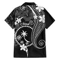 FSM Chuuk Hawaiian Shirt Turtle Tropical Flowers Polynesian - Black LT14 - Polynesian Pride