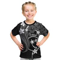 FSM Chuuk Kid T Shirt Turtle Tropical Flowers Polynesian - Black LT14 Black - Polynesian Pride