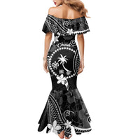 FSM Chuuk Mermaid Dress Turtle Tropical Flowers Polynesian - Black LT14 - Polynesian Pride