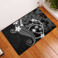 FSM Chuuk Rubber Doormat Turtle Tropical Flowers Polynesian - Black LT14 - Polynesian Pride