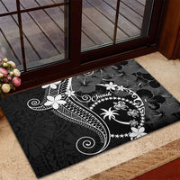 FSM Chuuk Rubber Doormat Turtle Tropical Flowers Polynesian - Black LT14 - Polynesian Pride