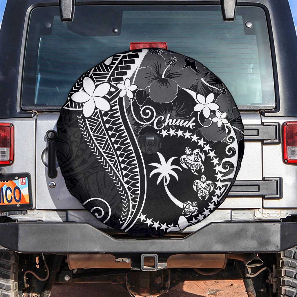 FSM Chuuk Spare Tire Cover Turtle Tropical Flowers Polynesian - Black LT14 Black - Polynesian Pride