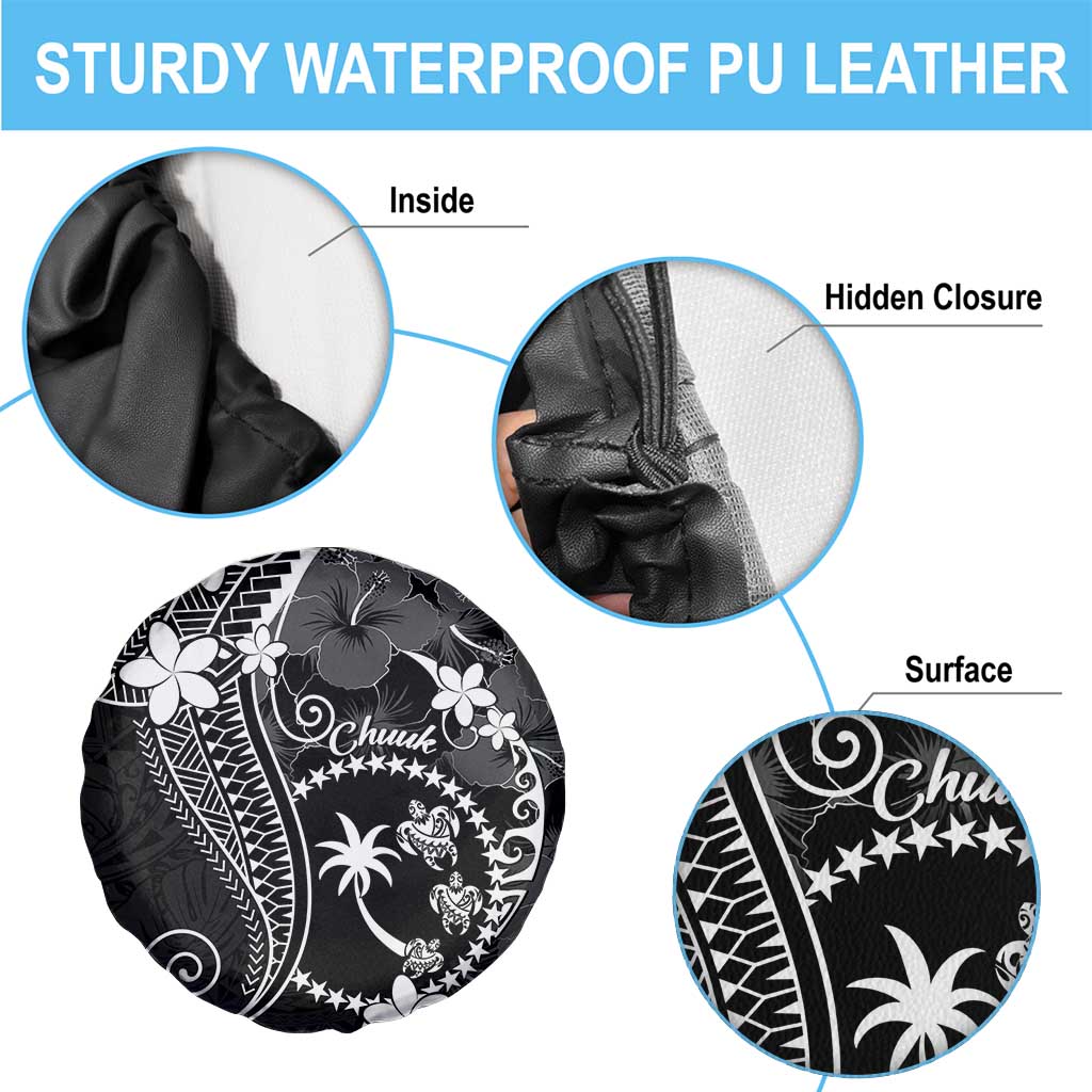 FSM Chuuk Spare Tire Cover Turtle Tropical Flowers Polynesian - Black LT14 - Polynesian Pride