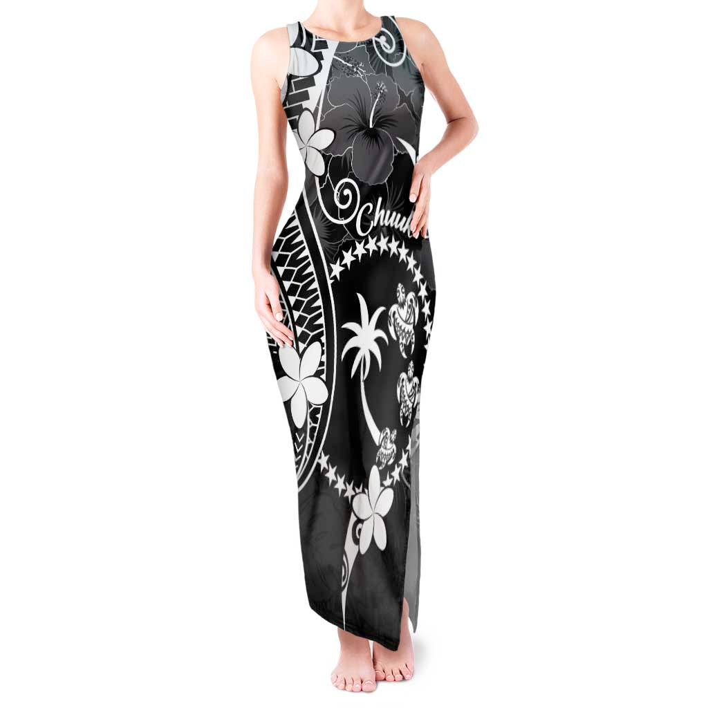 FSM Chuuk Tank Maxi Dress Turtle Tropical Flowers Polynesian - Black LT14 Women Black - Polynesian Pride