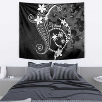 FSM Chuuk Tapestry Turtle Tropical Flowers Polynesian - Black LT14 - Polynesian Pride