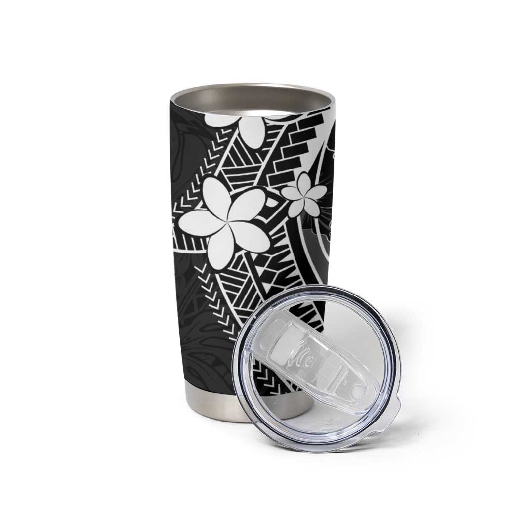 FSM Chuuk Tumbler Cup Turtle Tropical Flowers Polynesian - Black LT14 - Polynesian Pride