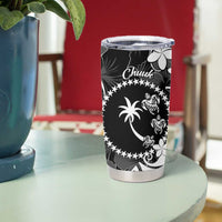 FSM Chuuk Tumbler Cup Turtle Tropical Flowers Polynesian - Black LT14 - Polynesian Pride