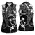 FSM Chuuk Women Sleeveless Polo Shirt Turtle Tropical Flowers Polynesian - Black