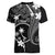 FSM Chuuk Women V-Neck T-Shirt Turtle Tropical Flowers Polynesian - Black