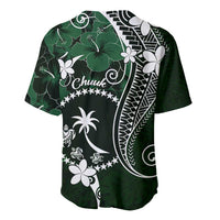 FSM Chuuk Baseball Jersey Turtle Tropical Flowers Polynesian - Green LT14 - Polynesian Pride