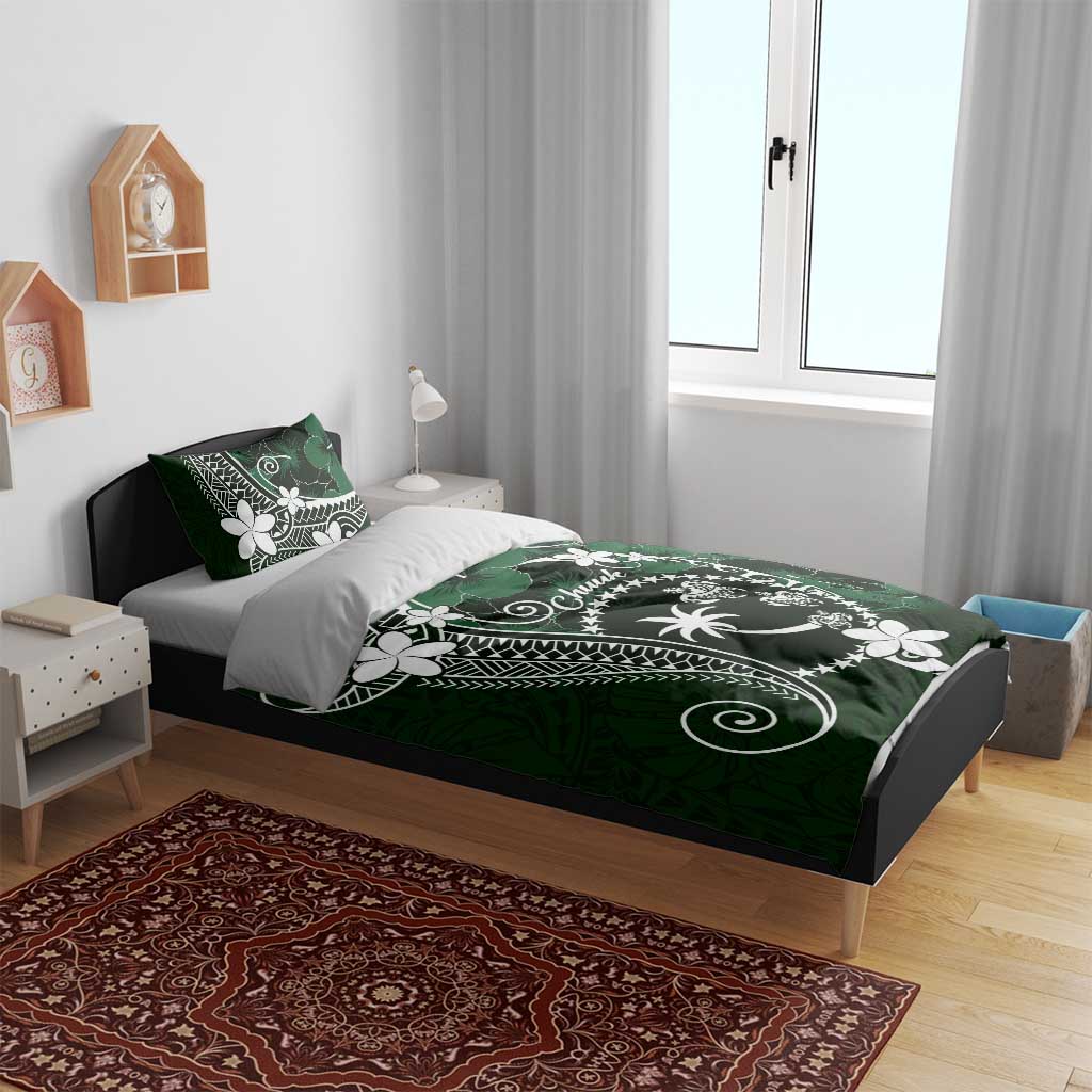 FSM Chuuk Bedding Set Turtle Tropical Flowers Polynesian - Green LT14 - Polynesian Pride