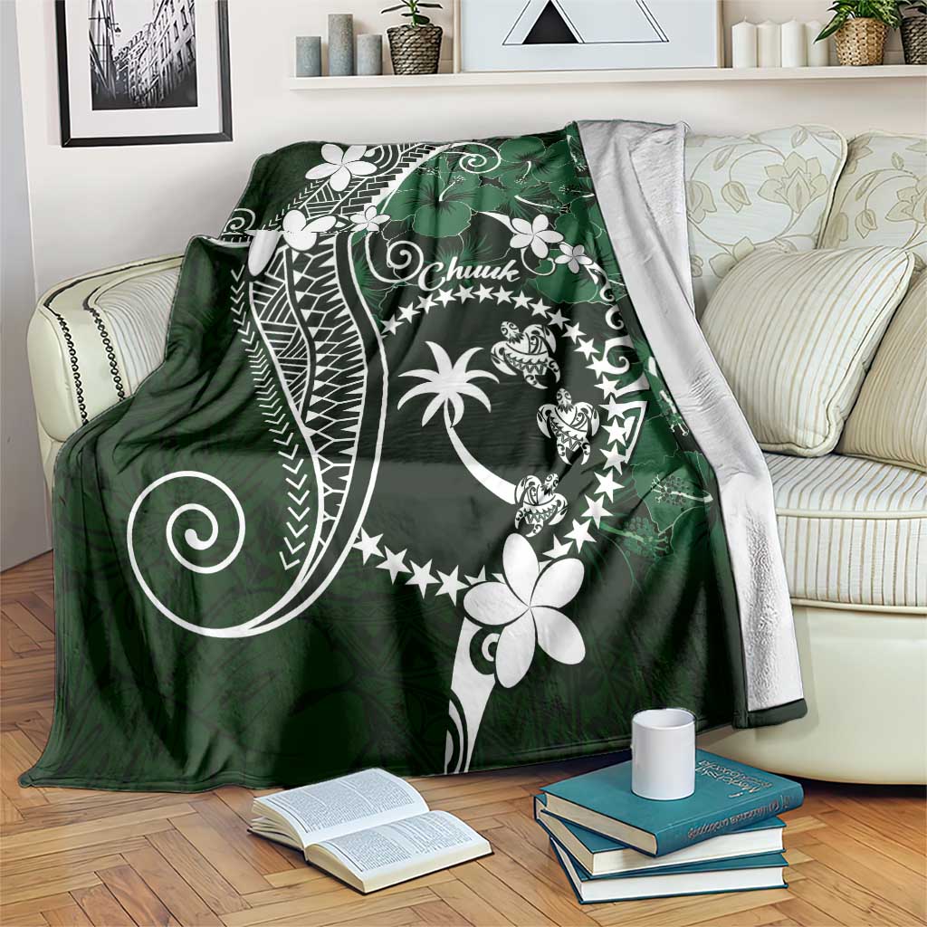 FSM Chuuk Blanket Turtle Tropical Flowers Polynesian - Green LT14 Green - Polynesian Pride