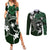 FSM Chuuk Couples Matching Summer Maxi Dress and Long Sleeve Button Shirt Turtle Tropical Flowers Polynesian - Green