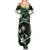 FSM Chuuk Family Matching Summer Maxi Dress and Hawaiian Shirt Turtle Tropical Flowers Polynesian - Green