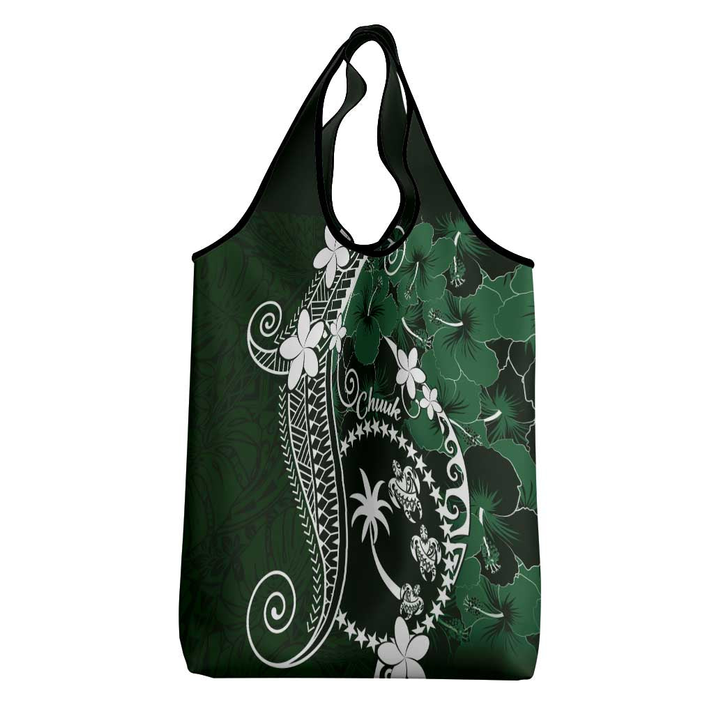 FSM Chuuk Grocery Bag Turtle Tropical Flowers Polynesian - Green LT14 - Polynesian Pride