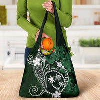 FSM Chuuk Grocery Bag Turtle Tropical Flowers Polynesian - Green LT14 - Polynesian Pride
