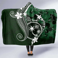 FSM Chuuk Hooded Blanket Turtle Tropical Flowers Polynesian - Green LT14 One Size Green - Polynesian Pride