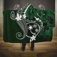 FSM Chuuk Hooded Blanket Turtle Tropical Flowers Polynesian - Green LT14 - Polynesian Pride