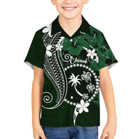 FSM Chuuk Kid Hawaiian Shirt Turtle Tropical Flowers Polynesian - Green LT14 Kid Green - Polynesian Pride