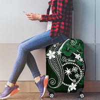 FSM Chuuk Luggage Cover Turtle Tropical Flowers Polynesian - Green LT14 - Polynesian Pride