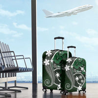 FSM Chuuk Luggage Cover Turtle Tropical Flowers Polynesian - Green LT14 - Polynesian Pride