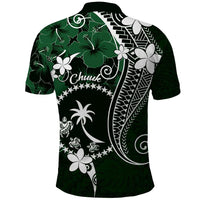 FSM Chuuk Polo Shirt Turtle Tropical Flowers Polynesian - Green LT14 - Polynesian Pride