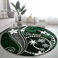 FSM Chuuk Round Carpet Turtle Tropical Flowers Polynesian - Green LT14 - Polynesian Pride