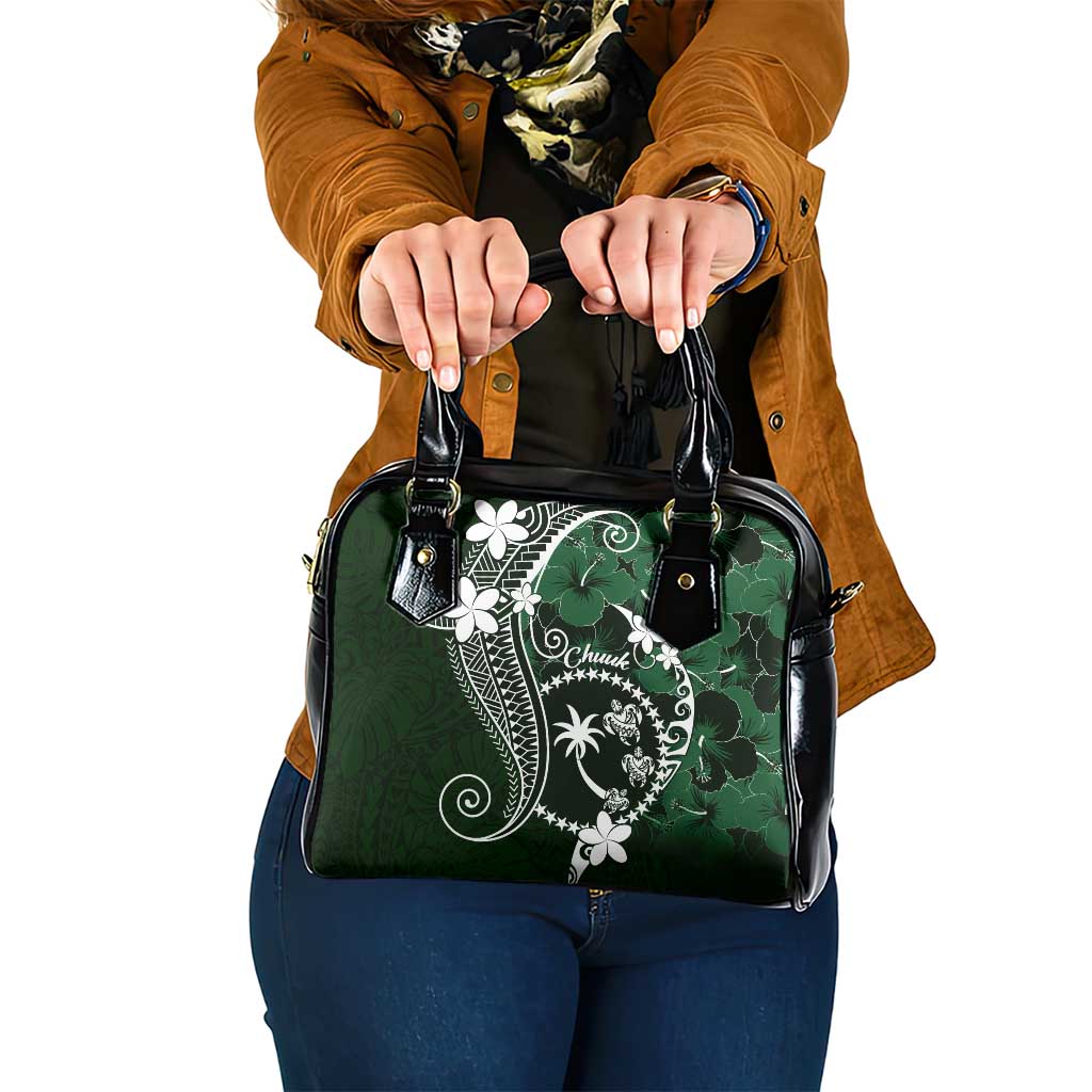 FSM Chuuk Shoulder Handbag Turtle Tropical Flowers Polynesian - Green LT14 One Size Green - Polynesian Pride