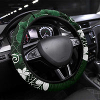 FSM Chuuk Steering Wheel Cover Turtle Tropical Flowers Polynesian - Green LT14 Universal Fit Green - Polynesian Pride