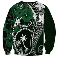 FSM Chuuk Sweatshirt Turtle Tropical Flowers Polynesian - Green LT14 - Polynesian Pride