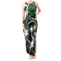FSM Chuuk Tank Maxi Dress Turtle Tropical Flowers Polynesian - Green LT14 Women Green - Polynesian Pride