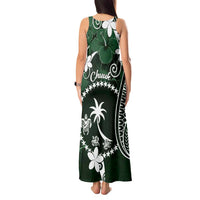 FSM Chuuk Tank Maxi Dress Turtle Tropical Flowers Polynesian - Green LT14 - Polynesian Pride