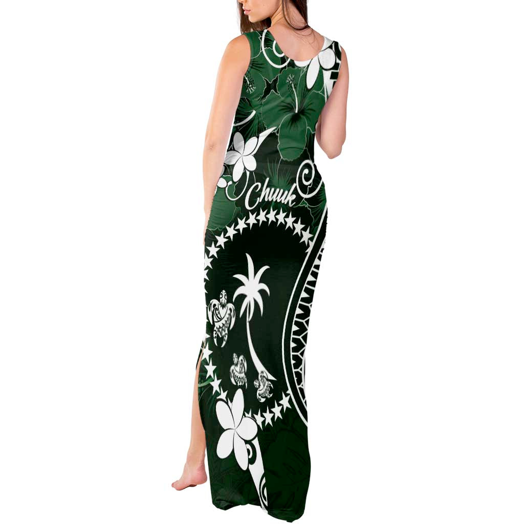 FSM Chuuk Tank Maxi Dress Turtle Tropical Flowers Polynesian - Green LT14 - Polynesian Pride