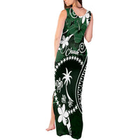 FSM Chuuk Tank Maxi Dress Turtle Tropical Flowers Polynesian - Green LT14 - Polynesian Pride