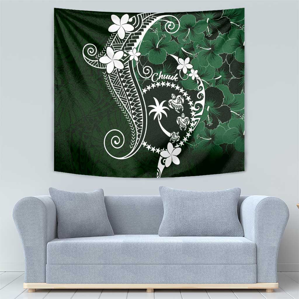 FSM Chuuk Tapestry Turtle Tropical Flowers Polynesian - Green LT14 - Polynesian Pride