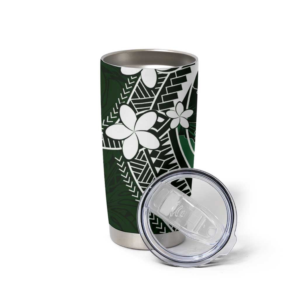 FSM Chuuk Tumbler Cup Turtle Tropical Flowers Polynesian - Green LT14 - Polynesian Pride