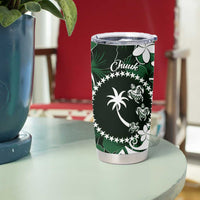 FSM Chuuk Tumbler Cup Turtle Tropical Flowers Polynesian - Green LT14 - Polynesian Pride